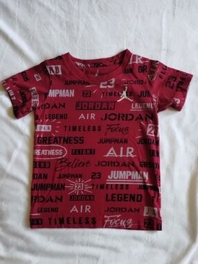 Jordan Red Kids' All-Over Logo Short Sleeve Tee